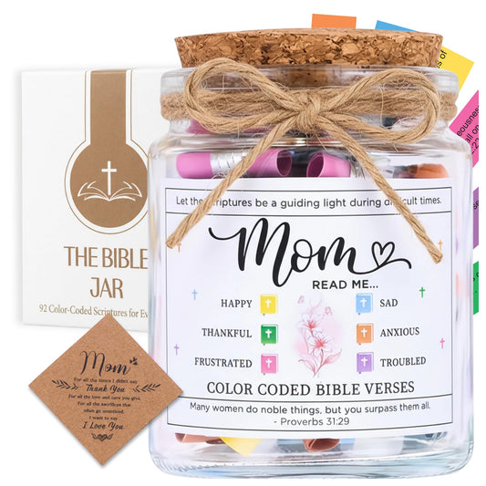 SOLMAY Bible Read This When Bible Verses Jar for Mom — Birthday Gifts for Mom from Son Daughter, Religious Christian Gifts for Mom, Sentimental Gift for Mom, Scripture Jar with Affirmation Cards