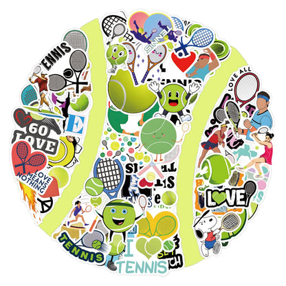 57PCS Tennis Stickers,Motivational Sport Water Bottle Stickers,Ball Team Gifts for Sports Lovers,Teens and Adults Ball Party Favors, Tennis Decorations