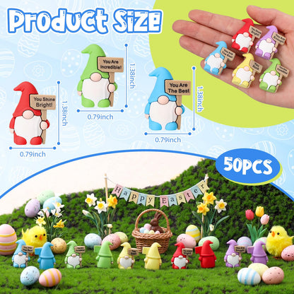 Bucherry Mini Positive Gnomes Figures Miniature Tiny Gnomes Figures Small Figurines to Hide Seek for Christmas Employee Gift Easter Stuffers Office Desk Party Favor Baby Shower Decor(50pcs,Classic)