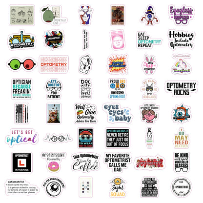 BulbaCraft 100Pcs Funny Eye Doctor Stickers, Optometrist Stickers, Funny Optometry Gifts for Women, Gifts for Women & Men