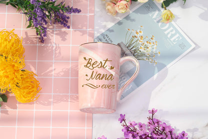 Best Nana Ever Mug Best Nana Coffee Mug Nana Mug Gifts Birthday Mothers Day Gifts for Mom Grandma from Grandkids Granddaughter Grandson Grandchildren Gifts 14 Ounce Pink with Gift Box