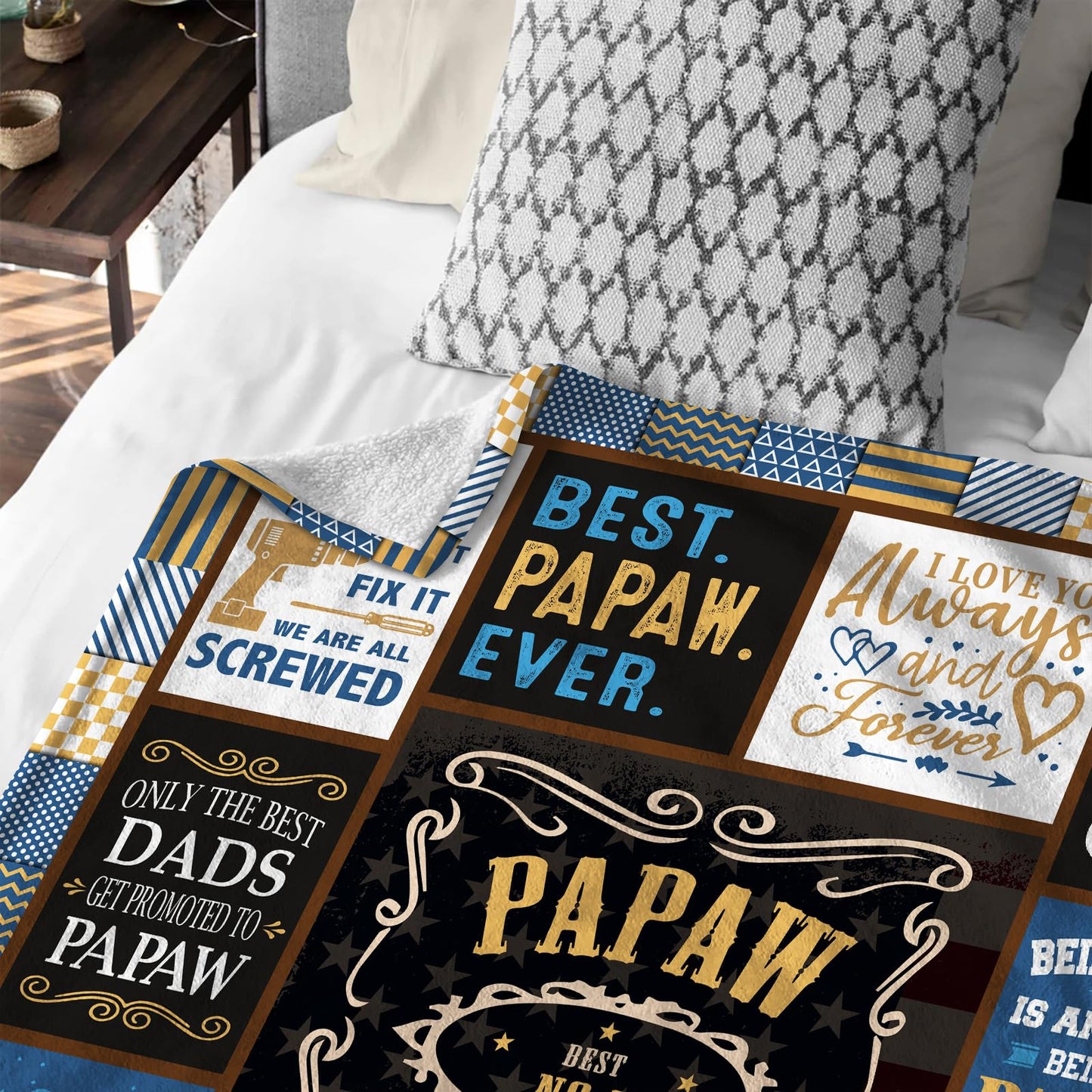 Gifts for Papaw Fathers Day Throw Blanket 60x50 Inch, Papaw Gifts from Grandkids/Grandson/Granddaughter, Papaw’s Gift for Grandpa, Best Papaw’s Birthday Gift