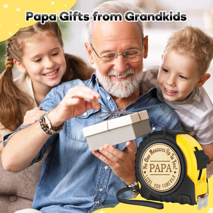 Papa Gifts for Grandpa, Papa Fathers Day Gift Ideas, Best Papa Gifts from Grandchild, Christmas Birthday Gifts for papa, Tool Gifts Carpenter Gifts for Grandpa, Engraved Tape Measure 25FT