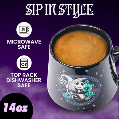 Silver Buffalo Disney Tim Burton's Nightmare Before Christmas Jack and Zero Tapered Pottery Mug, 14 Ounces
