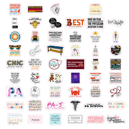 BulbaCraft 100Pcs Physician Assistant Laptop Stickers, PA Stickers, PA Week Gifts, Physician Assistant Student Presents, Gifts for Women & Men