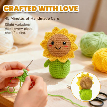 Thinking of You Sunflower Gift for Women – Crochet Sun Flower “You’re Marvelous”, Positive Affirmation Desk Decor, Uplifting Cheer Up & Encouragement Gift for Best Friend or Coworker