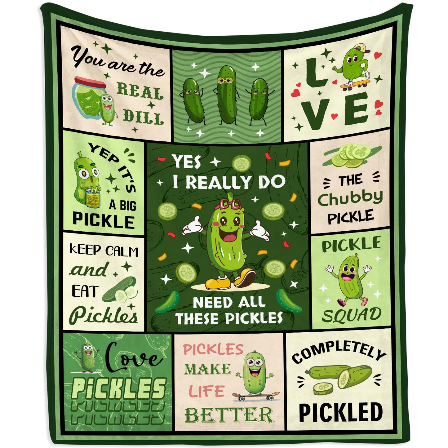 Pickle Gifts Blanket 50"x40", Pickles Gift for Pickle Lovers, Pickles Themed Present for Girl Boy Teens Kids, Birthday Gift Ideas for Her Him Women Men, Funny Gag Throw Blankets