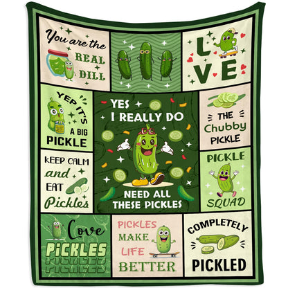 Pickle Gifts Blanket 50"x40", Pickles Gift for Pickle Lovers, Pickles Themed Present for Girl Boy Teens Kids, Birthday Gift Ideas for Her Him Women Men, Funny Gag Throw Blankets