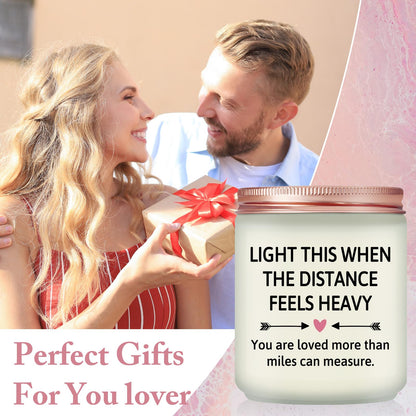 Long Distance Relationship Gifts for Him, Her - Christmas Birthday Valentines Day Candle Gifts for Long-Distance Friendship Gift for Boyfriend, Girlfriend - Lavender Scented Candle