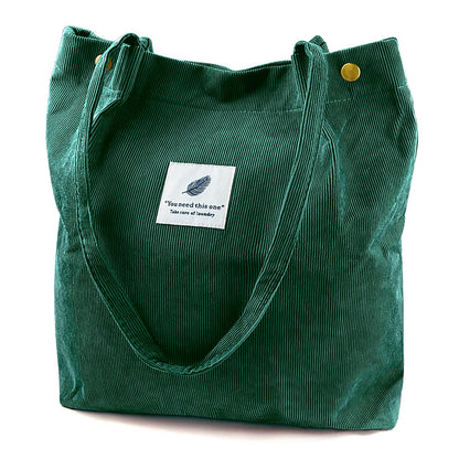 Ayieyill Corduroy Tote Bag for Women Canvas Shoulder Cord Purse with Inner Pocket