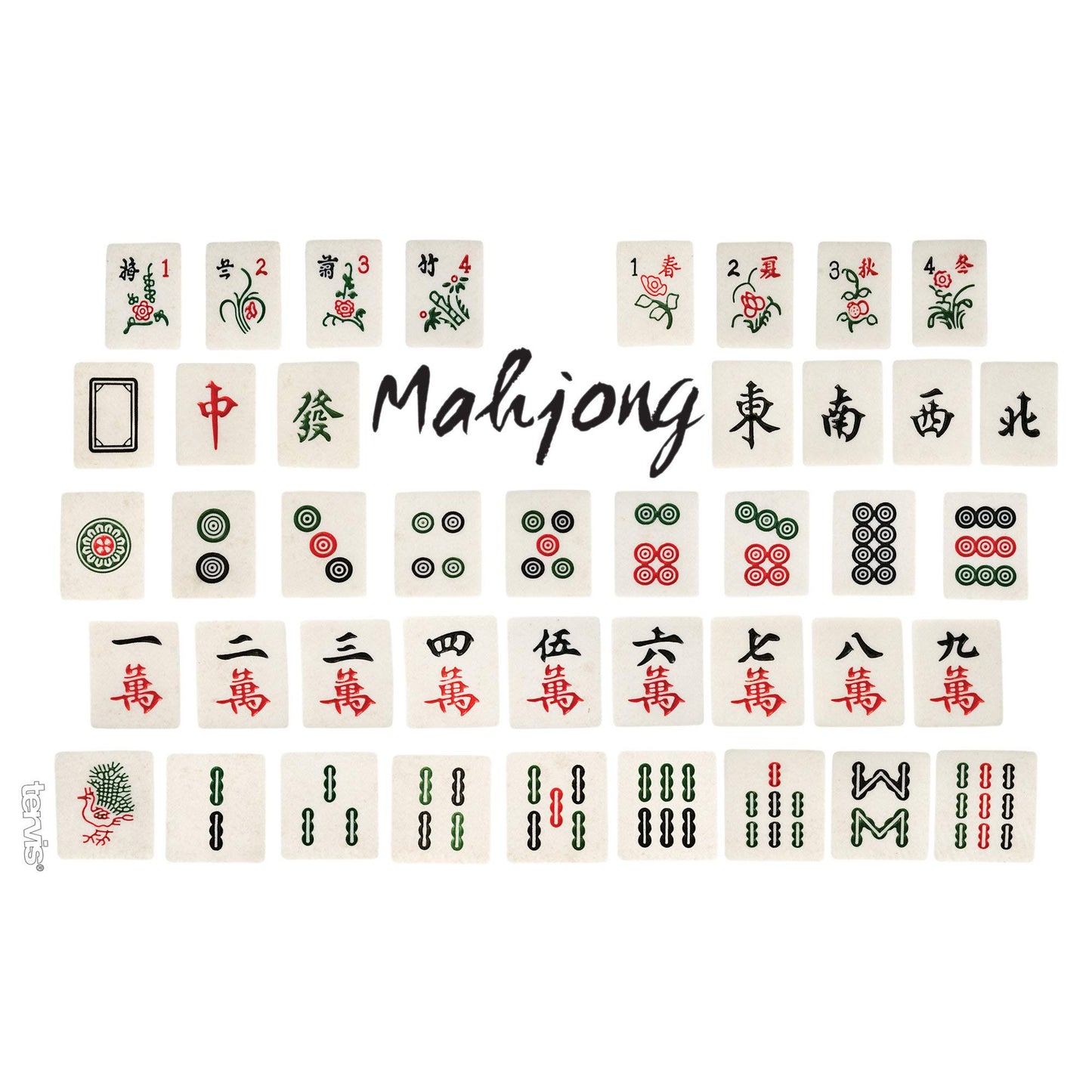 Tervis Mahjong Game Made in USA Double Walled Insulated Tumbler Travel Cup Keeps Drinks Cold & Hot, 16oz, Clear