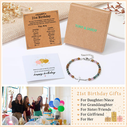 TONY & SANDY Christian Cross Bracelet for Women, Graduation Gifts for Teens Kids Girls, Confirmation Baptism Gifts, Unique Gift for Friends Daughter Mom Sister in Christ Birthday Christmas