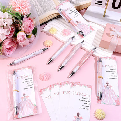 30 Set Quinceanera Party Favors Include Sweet 15 Ballpoint Pens Thank You Cards Gift Bags Quinceañera Gifts Black Ink Pen Thank You Gifts for 15th Birthday Party Mis Quince Guests Souvenir