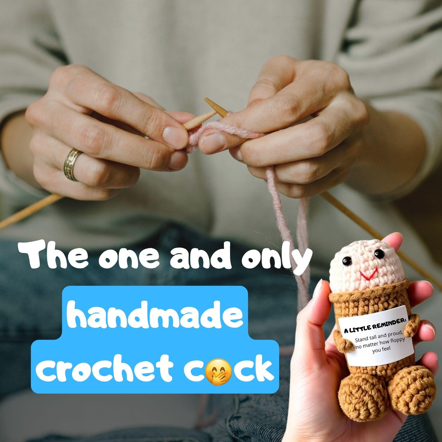 Funny Gag Gifts for Men & Women - White Elephant Gifts for Adults, Friends, Coworkers - Novelty Positive Emotional Support Crochet Doll - Random Useful Desk Stuff Decor with Unique Box