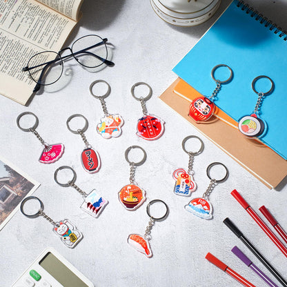 Misdary 24 Pcs Japanese Acrylic Keychains Japanese Souvenirs Travel Gift Sushi Lucky Keychain for Traveler Birthday Christmas Bachelorette Party Favors