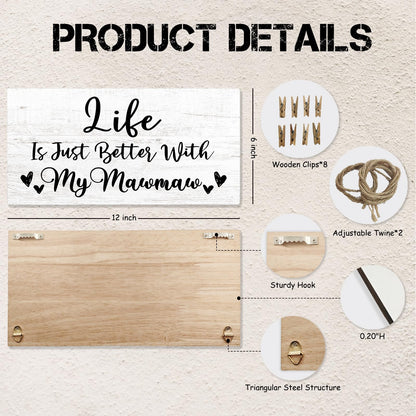 Mawmaw Gifts Picture Frame Photo Holder for Wall, Birthday Gifts for Mamew Grandma, Thank You Grandmother Memaw Gift from Grandchildren Grandkids Hanging Photo Display
