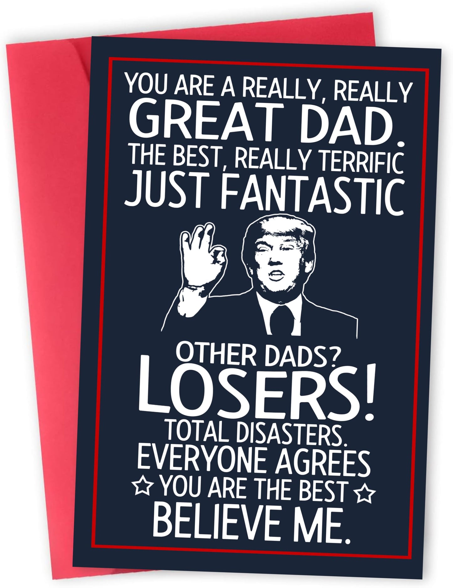 BETHEGIFT Funny Fathers Day Gift Card for Dad from Daughter, Son, Kids - Hilarious Gift for Husband from Wife - Humorous Father's Day Greeting Card, Birthday, 300gsm Premium Quality