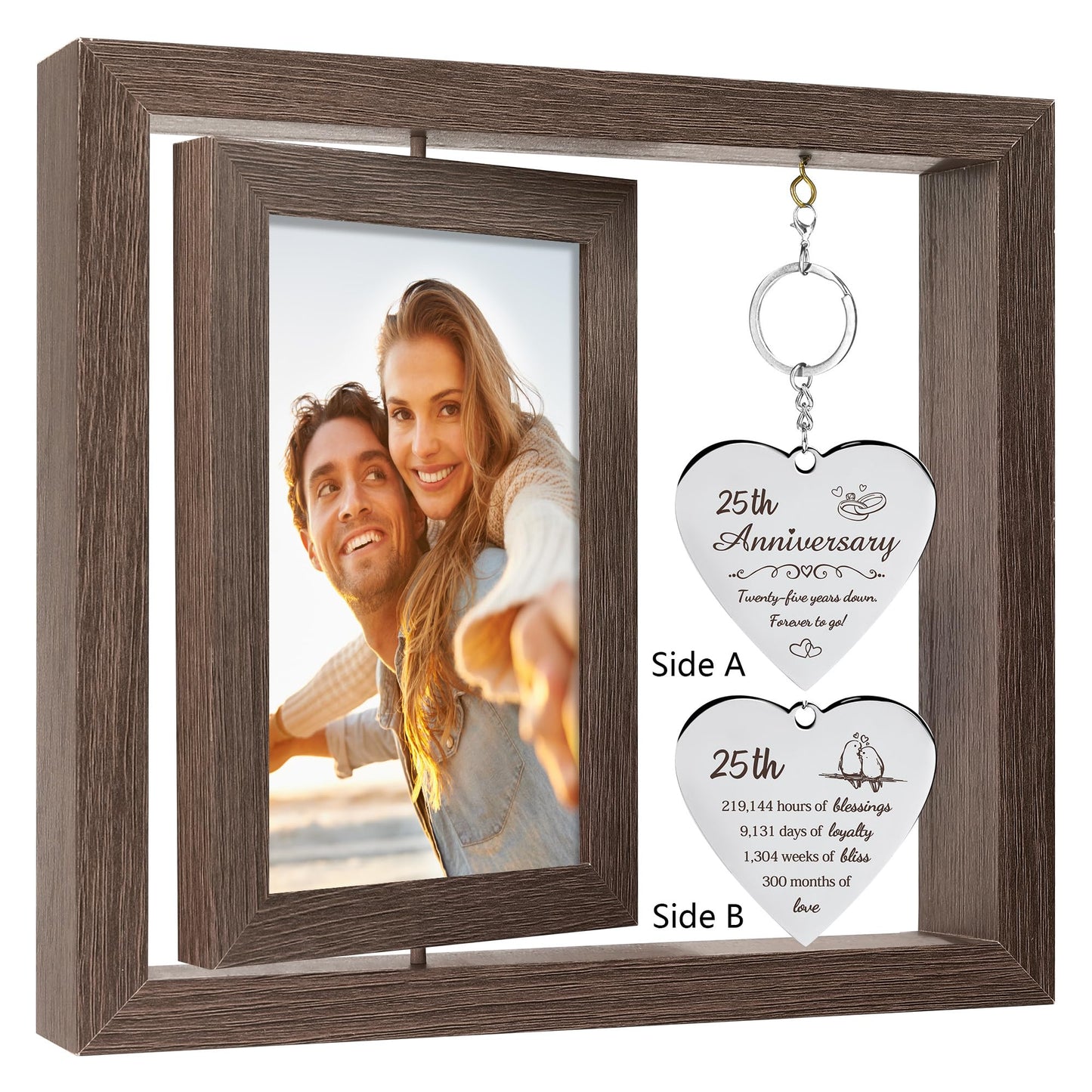 HELORAY 25th Wedding Anniversary Picture Frame Gifts for Couple Unique 25 Silver Anniversary Presents 25 Year Anniversary Decorations Gifts for Husband Wife Friends Parents Her Him