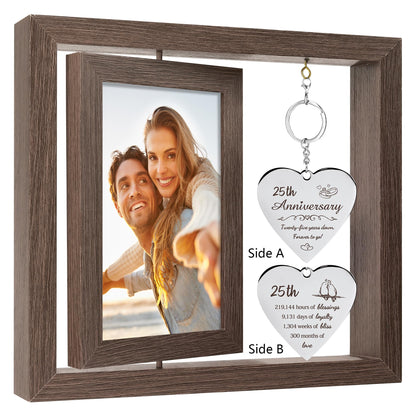 HELORAY 25th Wedding Anniversary Picture Frame Gifts for Couple Unique 25 Silver Anniversary Presents 25 Year Anniversary Decorations Gifts for Husband Wife Friends Parents Her Him