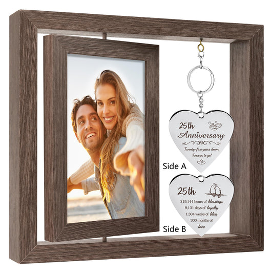 HELORAY 25th Wedding Anniversary Picture Frame Gifts for Couple Unique 25 Silver Anniversary Presents 25 Year Anniversary Decorations Gifts for Husband Wife Friends Parents Her Him