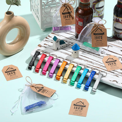 Tondiamo 20 Sets Estate Agent Gifts for Clients Bulk Home Sweet Bottle Opener Keychains Thank You Cards and Organza Bags Real Estate Agent Supplies Closing Gifts for Home Buyers