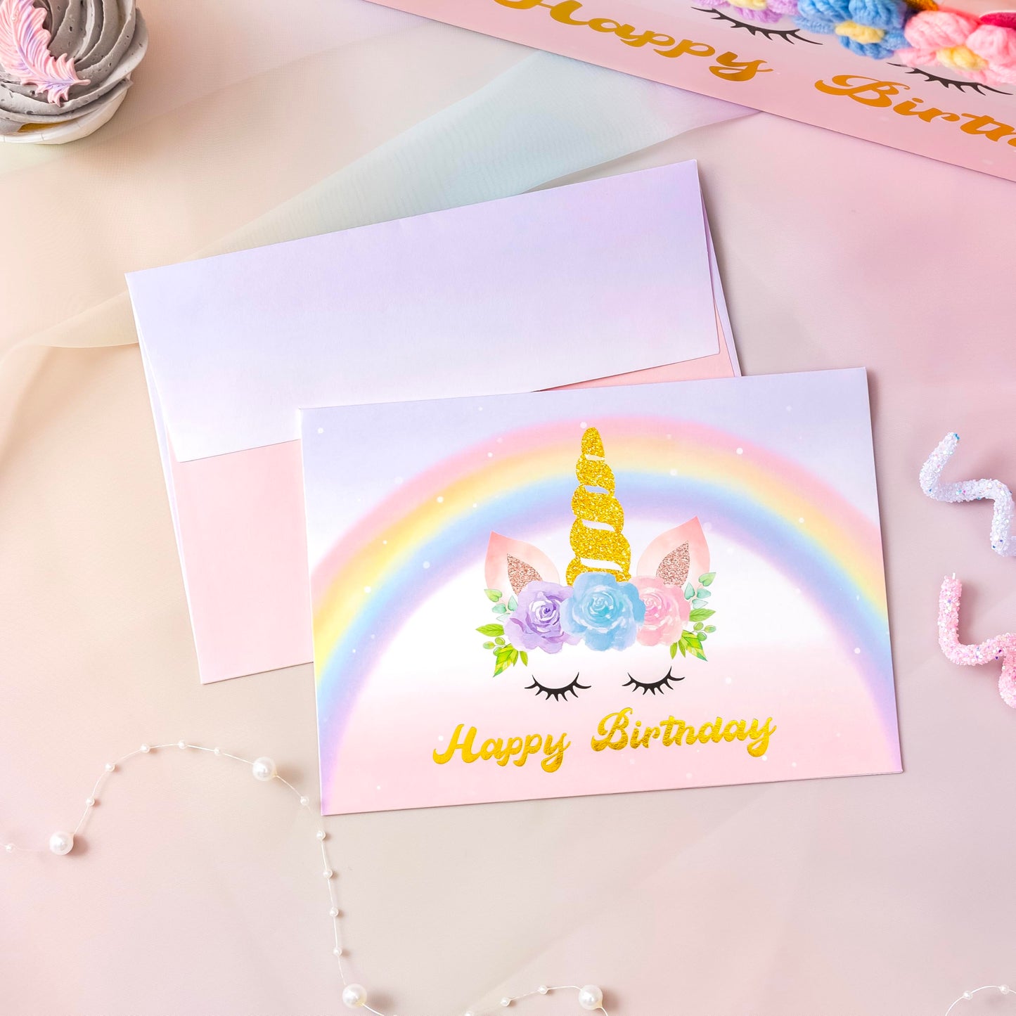 Crisky Unicorn Birthday Bags for Girls with Card & Tissue Paper, Birthday Gift Bags for Kids Baby Daughter Bday Party Decorations Gift Ideas