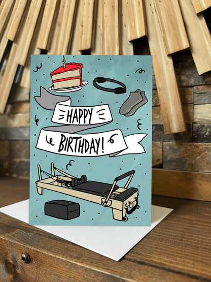 Pilates Birthday Card, Pilates Reformer Card, Pilates Gift, Gym Pilates Yoga Fitness | Pilates Inspiration and Poses