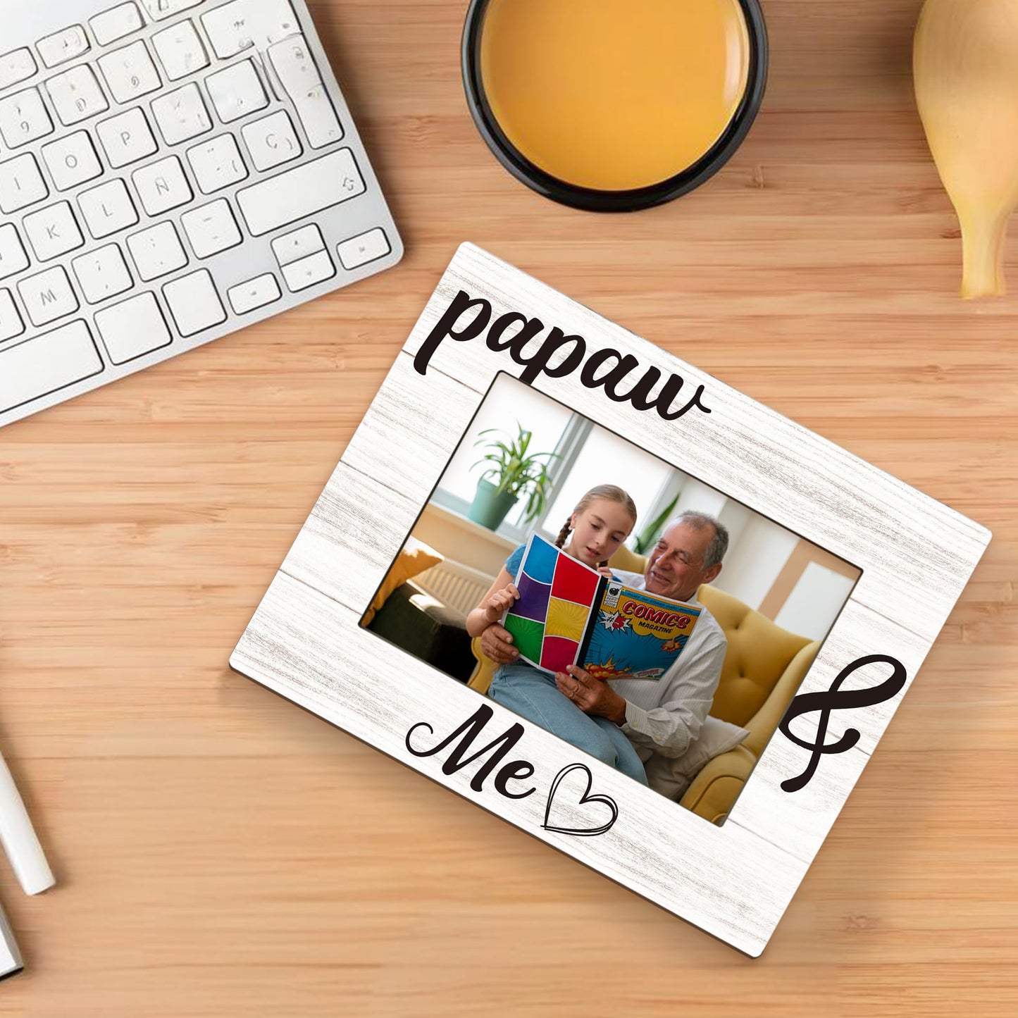 Papaw Gifts Picture Frame 5x7, Papaws Grandpa Photo Frame, Christmas Birthday Gifts for Papaws Grandpa from Grandkids, Papaw and Me Wooden Picture Photo Frames for Desk Home Room Decor
