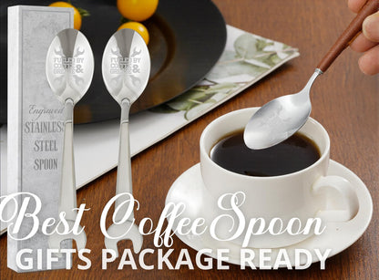 INNObeta Mechanic Gifts for Men, 2 Pcs Engraved Ice Cream Mechanic Spoons, Stainless Steel Coffee Spoon