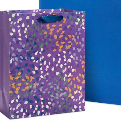 Hallmark Solid Gift Bag Assortment (8 Bags: 4 Medium 9", 4 Large 13") Blue, Green, Orange, Cheers, Stripes