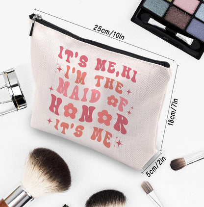 Maid of Honor Gift from Bride, Bridesmaids Proposal Gifts, Bachelorette Party Gift for Maid of Honor, Wedding Gifts for Sister Besties Friends Women Bridesmaid Makeup Cosmetic Bag Travel Pouch