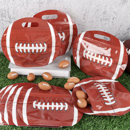 Hxezoc 25 PCS Football Goodie Bags with Handle Sealed Stand-Up Treat Candy Bags Sport Snack Bags for Boys Kids Football Theme Birthday Party Decoration Supplies