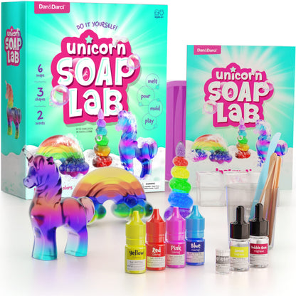 Dan&Darci Unicorn Soap Making Kit - Girls Crafts DIY Project Age 6+ Year Old Kids - Unicorn Girl Birthday Gifts - Science Activity Teenage Gift - Make Your Own Soap - Craft Toys Ages 6 7 8 9 10 11 12