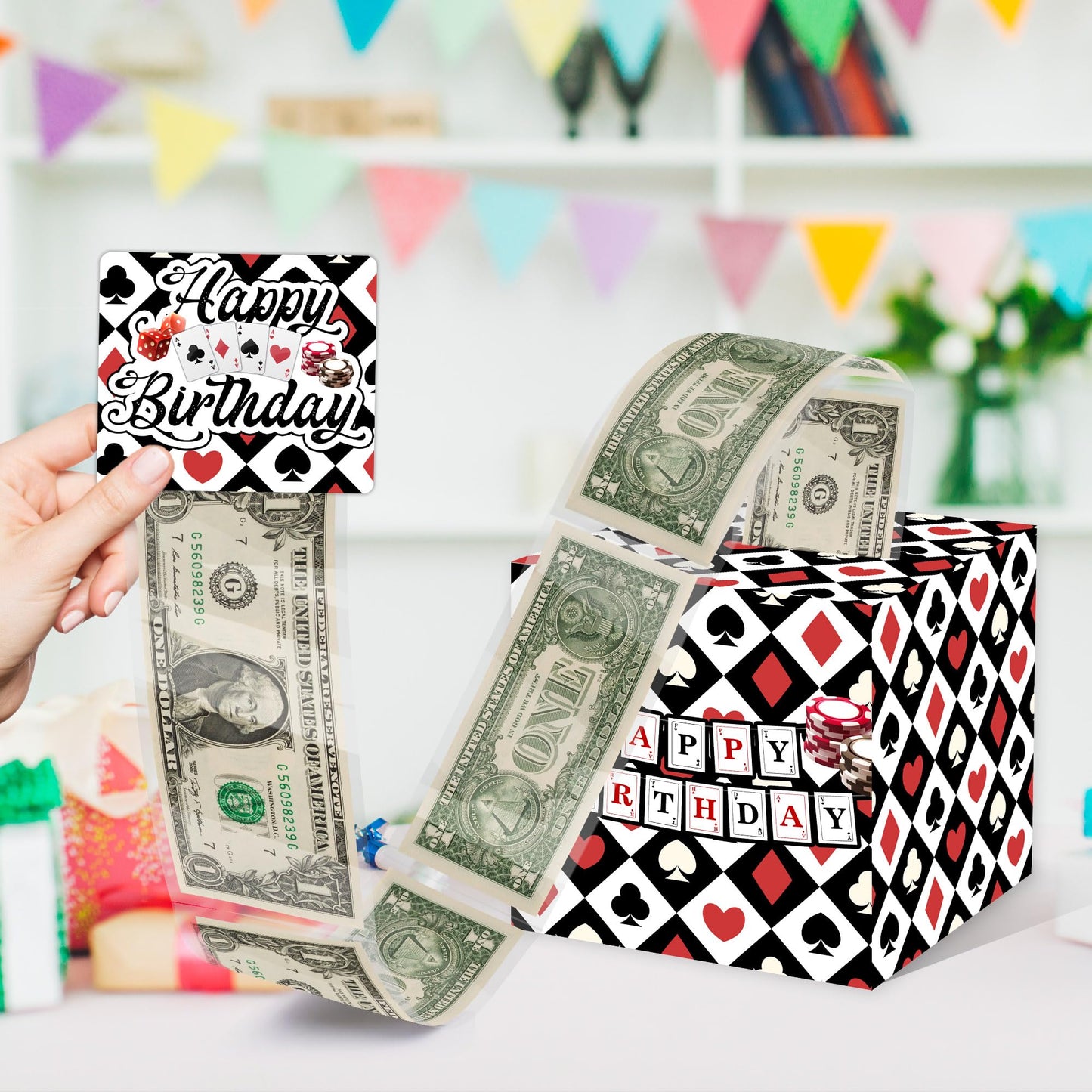 Casino Birthday Party Gifts, Poker Happy Birthday Money Gift Box, Las Vegas Money Gift Box for Cash, Casinos Party Decorations, Casino Poker Money Box, Casinos Theme Party Decorations for Man Women