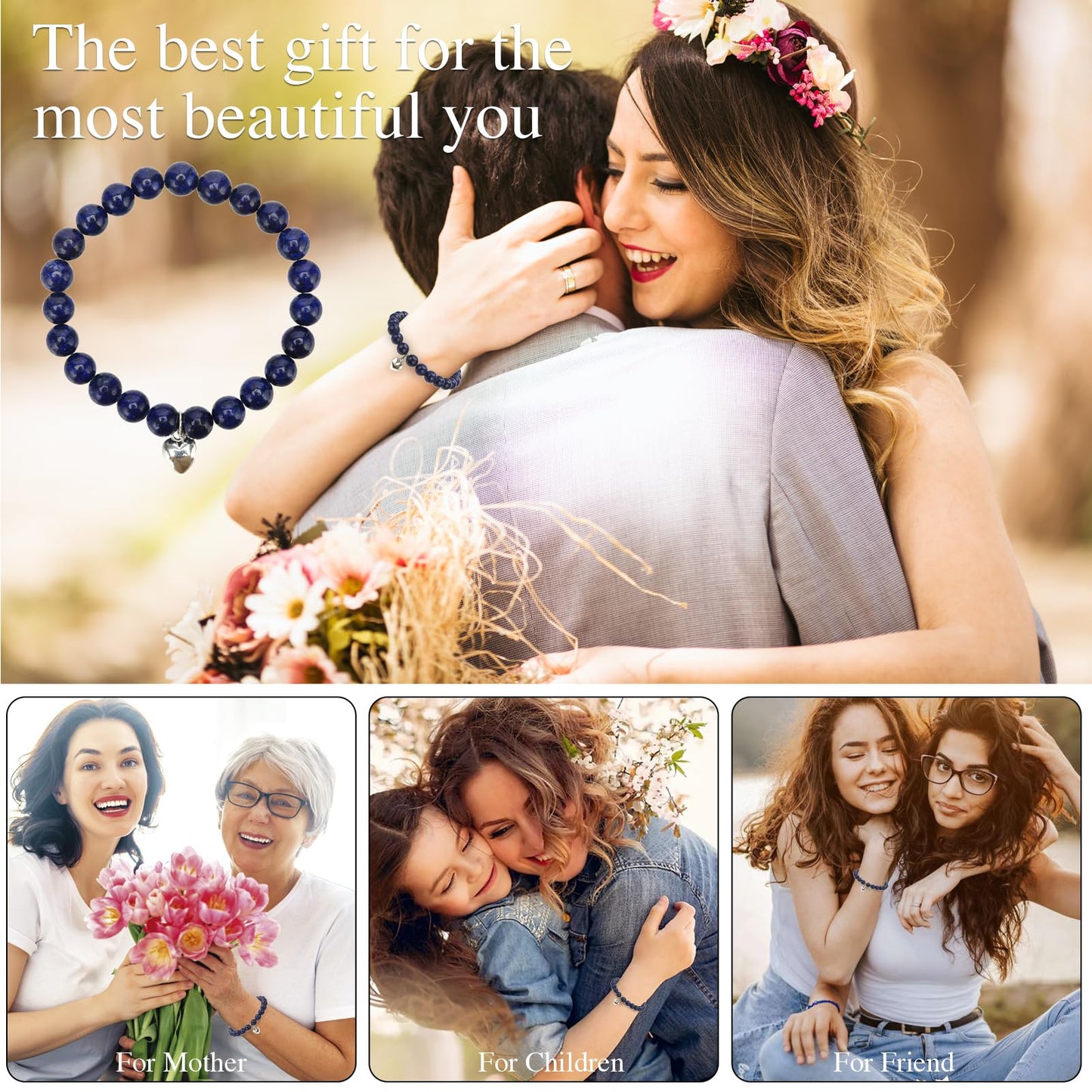 VICKHU Beaded Bracelets for Women Encouragement Healing Natural Gemstone Butterfly Heart Bracelets Gifts for Women Mom Daughter Wife Sister Coworker Friend teacher on Christmas Thanksgiving