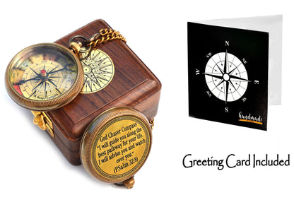 Be Strong and Courageous, Joshua 1:9, Solid Brass Directional Engraved Compass, Baptism Gifts for Boys Girls, First Communion, Christian Gifts for Men, First Confirmation Gifts for Boys