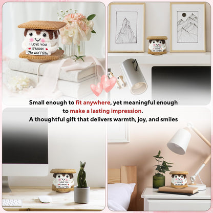 SUCHAGIFT Couple Gifts - Anniversary, Birthday, Valentines Day Gifts for Him, Her, Boyfriend, Girlfriend, Wife, Husband - Love Inspirational Positive Support S'More Crochet Doll