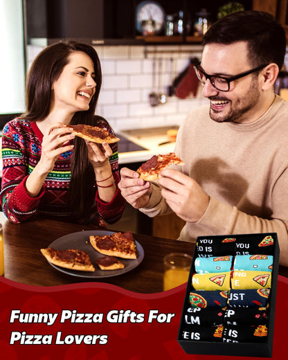 Haysandy 6 Pairs Funny Food Socks for Men Novelty Snack Lover Gift Crazy Design Socks for Pepper Bacon Hot Dogs Burger Pizza