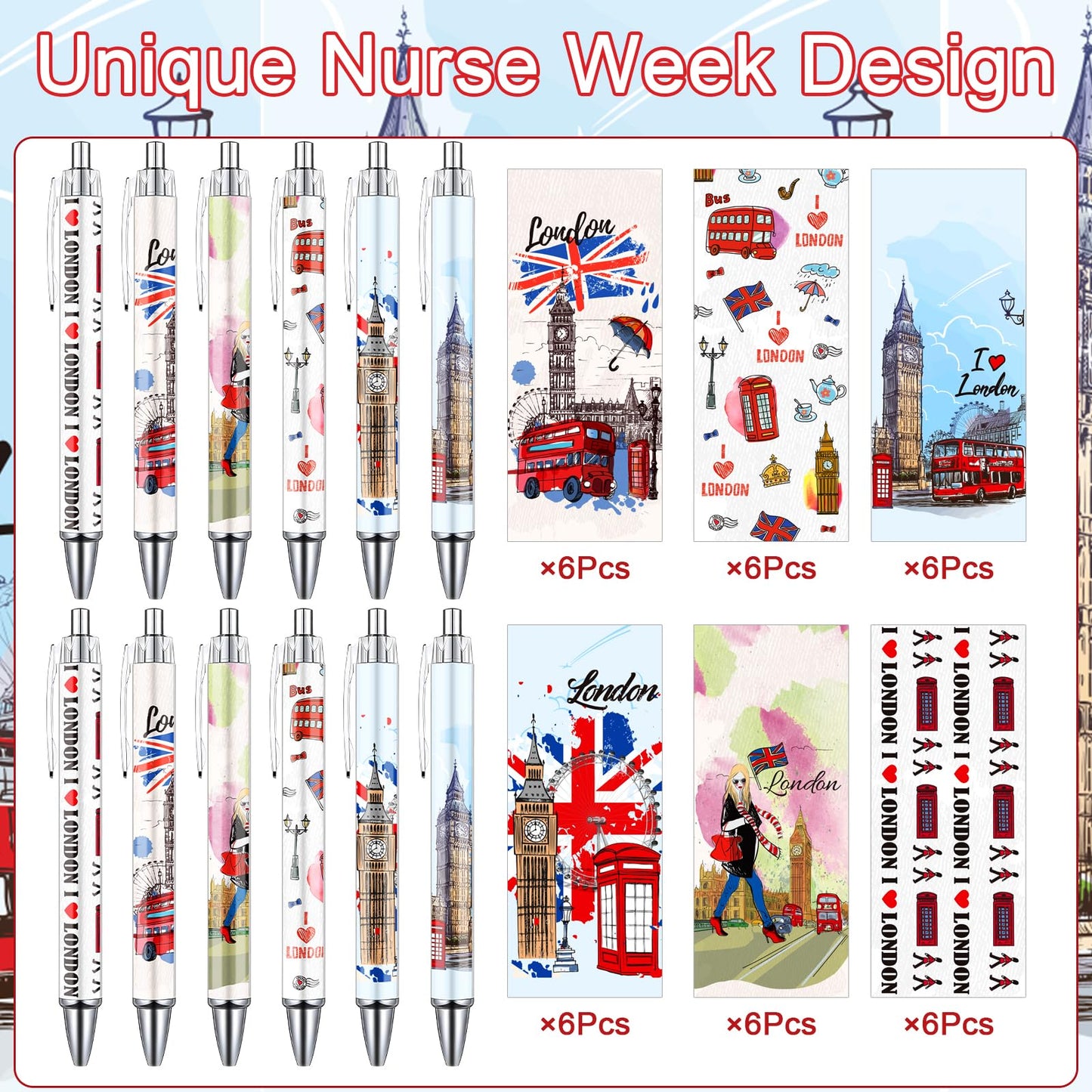 Wxiben London Ballpoint Pens Bulk - 36 Pcs London Souvenirs Gifts from UK City Travel Ballpoint Pens Retractable Smooth Ball Point Pen British Gifts for Office School Stationery Traveler Supplies