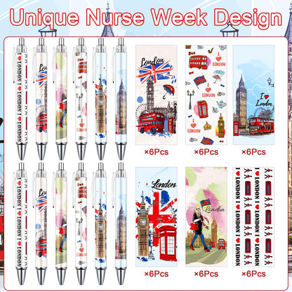 Wxiben London Ballpoint Pens Bulk - 36 Pcs London Souvenirs Gifts from UK City Travel Ballpoint Pens Retractable Smooth Ball Point Pen British Gifts for Office School Stationery Traveler Supplies