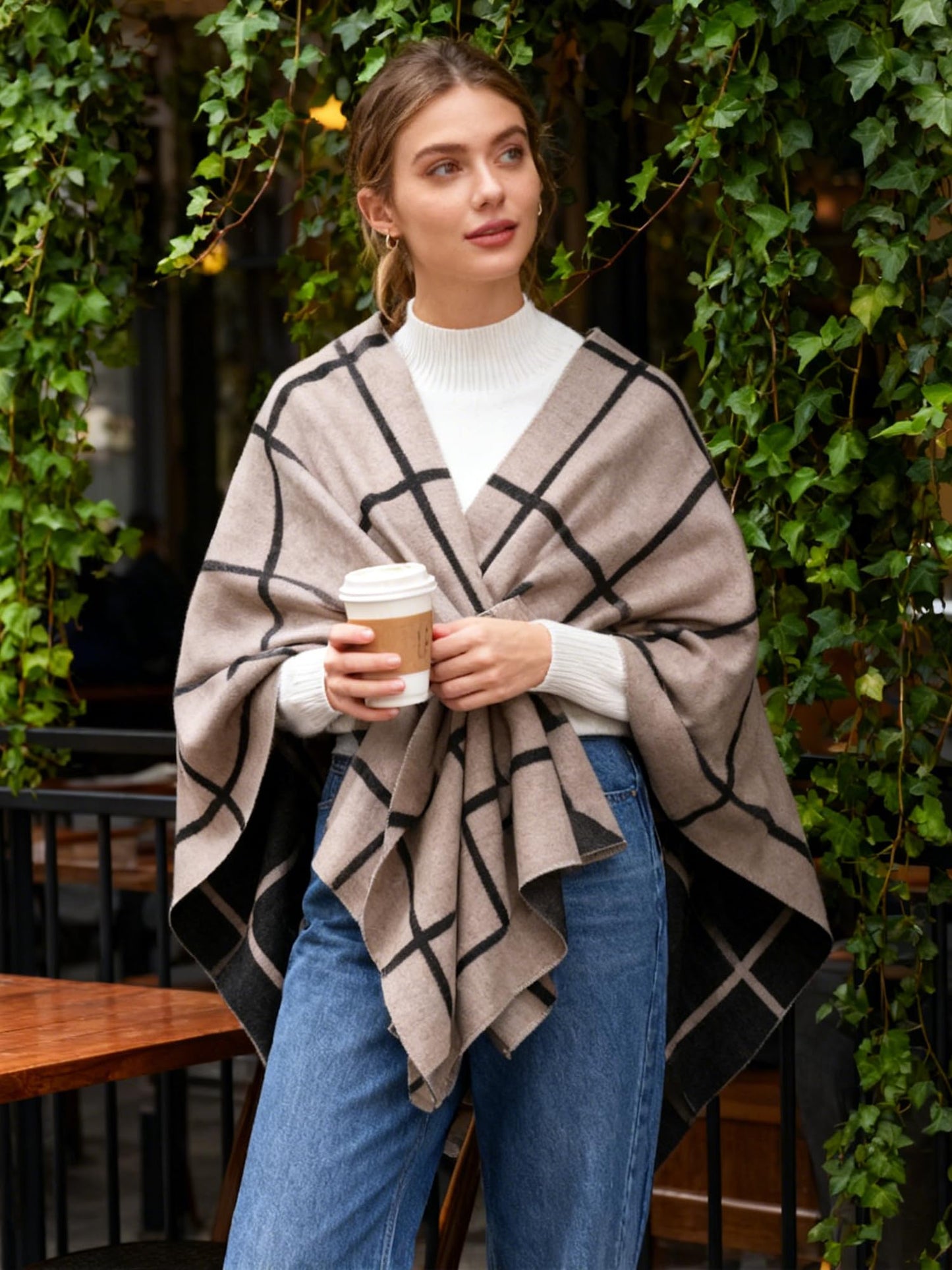 Moss Rose Women's Shawl Wrap Poncho Ruana Cape Open Front Cardigan Shawls for Spring Fall Winter