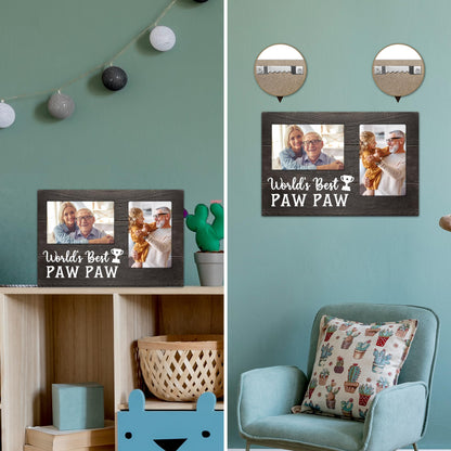 Fathers Day Pawpaw Gifts, Paw Paw Gift for Grandpa 3D Photo Frame Hold 4x6 Inches Two Photos, Best Pawpaw Ever Birthday Gift for Him from Grandkids, Gifts for Pawpaw Who Wants Nothing