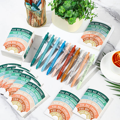 100 Pcs Mental Health Awareness Gifts Bulk Motivational Notebook Journals and Positive Affirmation Pen Mental Health Items for Coworker Nurse Week Teacher Student End of Year Gifts (Rainbow)