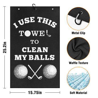 Fathers Day Dad Gifts for Men , Golf Accessories for Men Husband Golfers, Funny Microfiber Towel Cleaning Cloth with Clip for Bags Golf Balls & Clubs, Presents for Birthday Valentines Christmas
