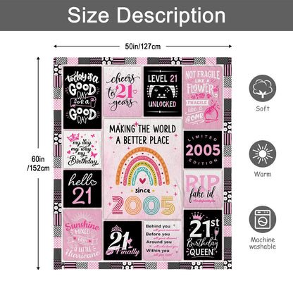 21st Birthday Gift for Her - 21 Year Old Birthday Gift for Her - Gifts for 21st Birthday Female - 21st Birthday Gifts for Women/Daughter - 21st Birthday Gift Ideas Blanket 60"X50"