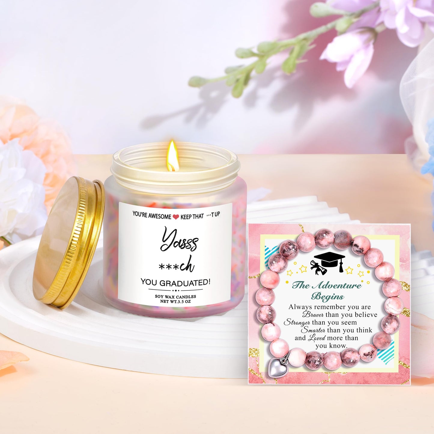GEMWAVE Graduation Gifts for Her 2026,Class of 2026 The Tassel was Worth The Hassle-Graduation Coffee Mug Candles Keychain Set- College Student Gifts for Women