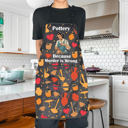 JNIAP Pottery Lover Gift Pottery Because Murder is Wrong Apron Ceramics Gift for Her