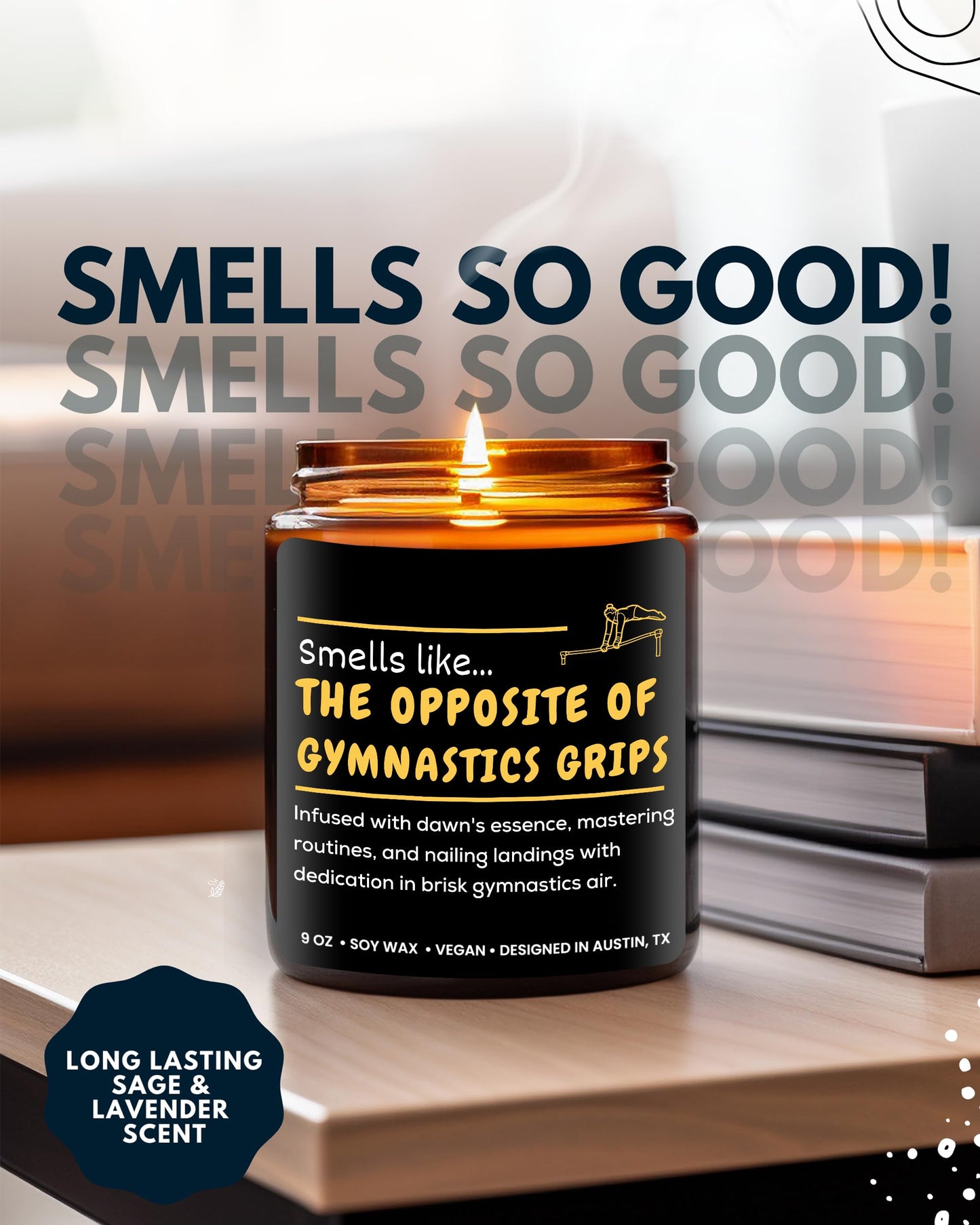 Funny Gymnastics Candle, Gymnastics Gifts for Girls Teenager, Cool Sports Themed Gift Ideas for Players, Coach, Youth, Teens, Teams, Athletes, Moms, Christmas, Birthday, Special Occasions, Gift-Ready