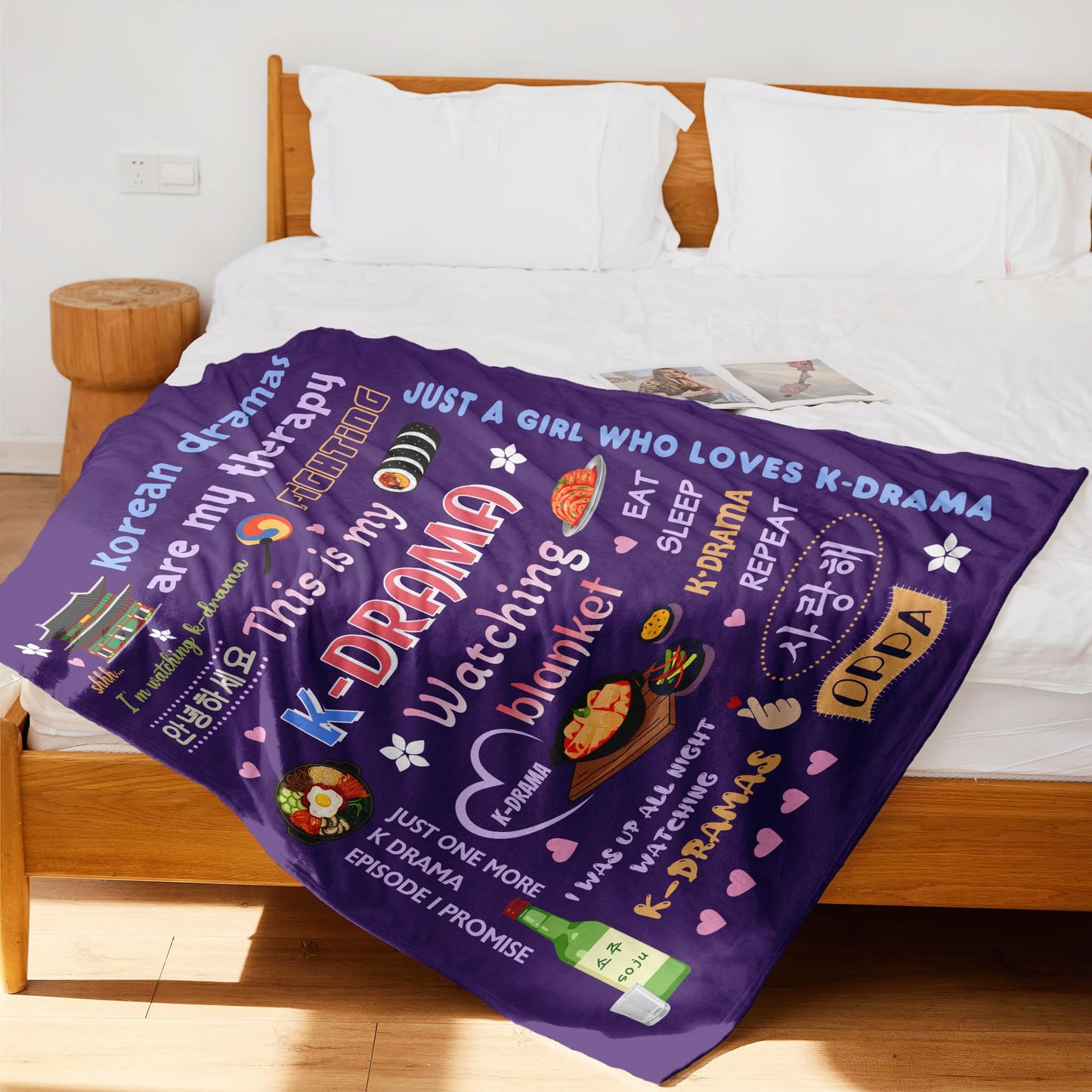 Korean Drama Gifts, K-Drama Blanket, Kpop Gifts, K Drama Gifts for Women - Purple - 50"X60"