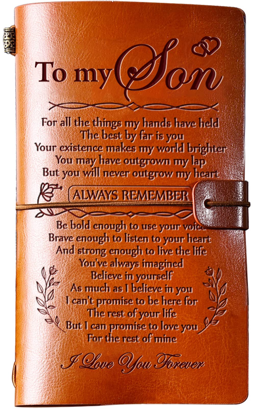 Hiipeenow Gifts for Son Teen Boys from Mom, Leather Travel Journal 140 Pages, Fathers day Birthday Graduation Thanksgiving Valentines Day Christmas Back to School Gifts Card for Son from Mom Dad